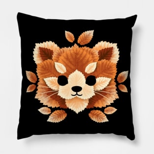 Red panda of leaves Pillow