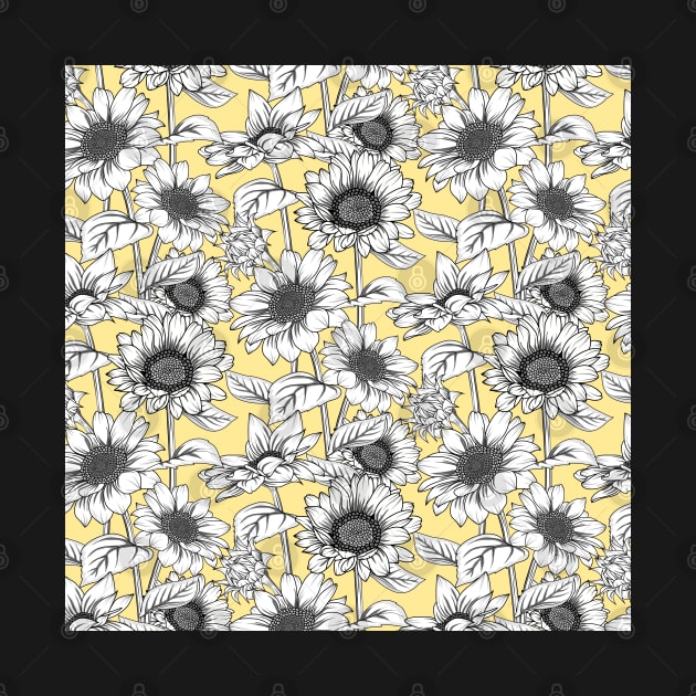 Sunflowers Line Art Pattern by Designoholic