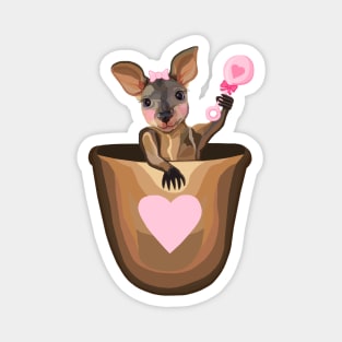 Baby Girl Kangaroo Joey in Pouch Magnet