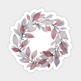 Watercolor Botanical Leaf Wreath Magnet