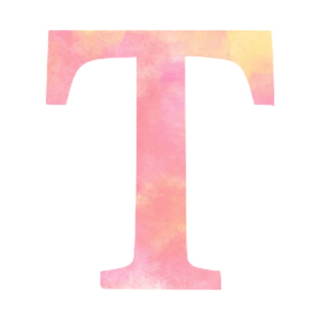 The Letter T Orange and Pink Design by Claireandrewss