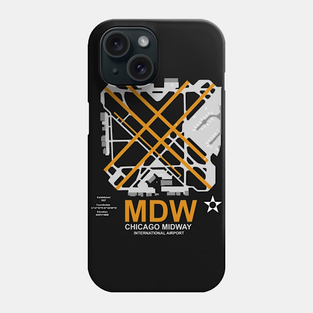 MDW Chicago Midway Airport Art Phone Case by DesignedForFlight