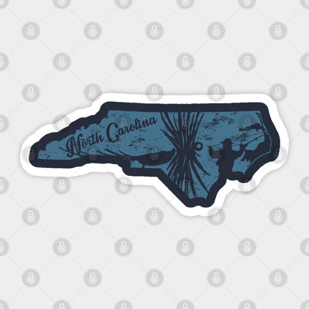 North Carolina Distressed Fly Fishing State Map - North Carolina Fishing -  Sticker