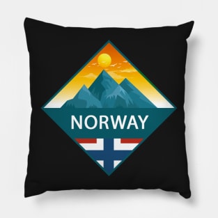 Mountains with Norwegian Flag, for Norway lovers, Norway Pillow