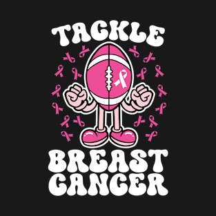 Tackle Breast Cancer Funny Football Pink Ribbon Awareness Support T-Shirt