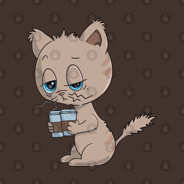 Funny Coffee Cat Cartoon by Character Alley