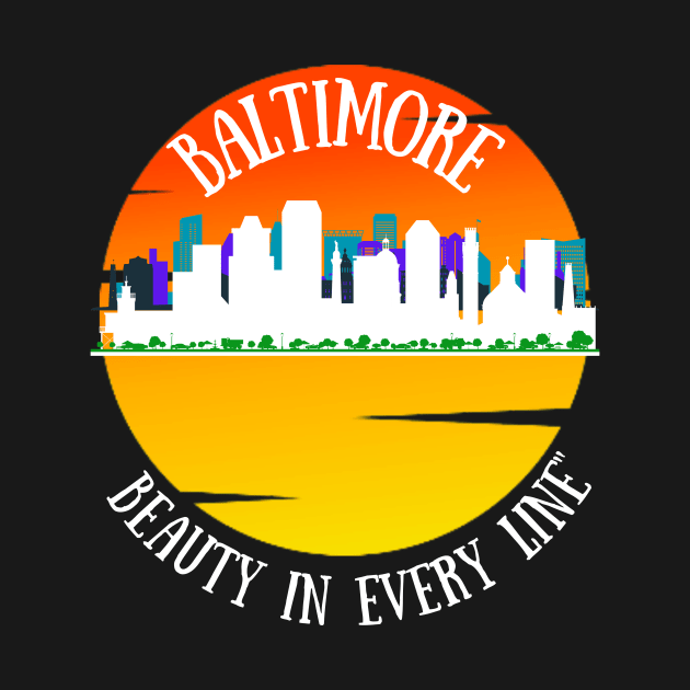 BALTIMORE SKYLINE OVER SUNRISE BEAUTY IN EVERY LINE by The C.O.B. Store