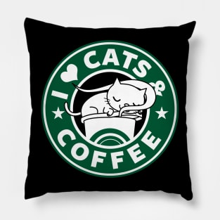 I Love Cats And Coffee Cute Cat Lover And Coffee Drinker Gift Pillow