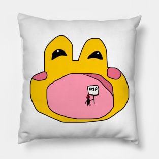 Yawning Yellow Frog Pillow