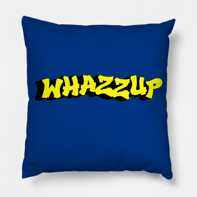 Whazzup Yellow/Black Pillow by Dmitri