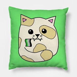 aromantic pride flag cat Pillow