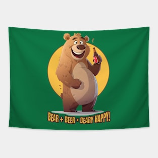 Bear + Beer = Beary Happy Drinking Bear Tapestry