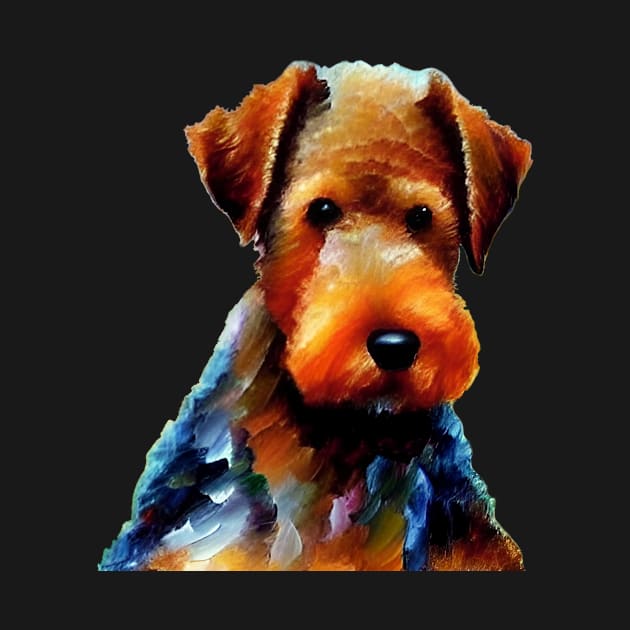 Airedale Terrier - Black Background by ArtistsQuest