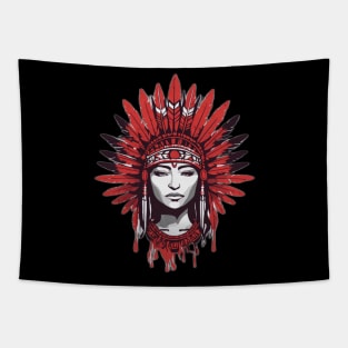 Red black head with monochromatic colorful style Tapestry