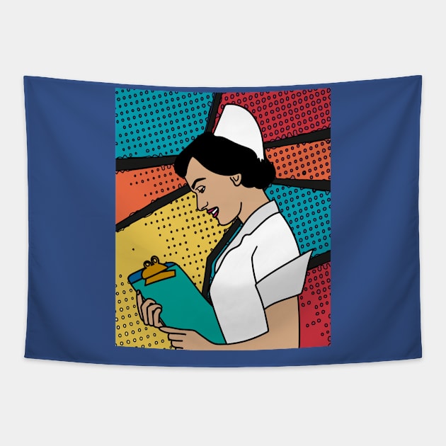 Colorful And Pretty Retro Nurse Tapestry by flofin