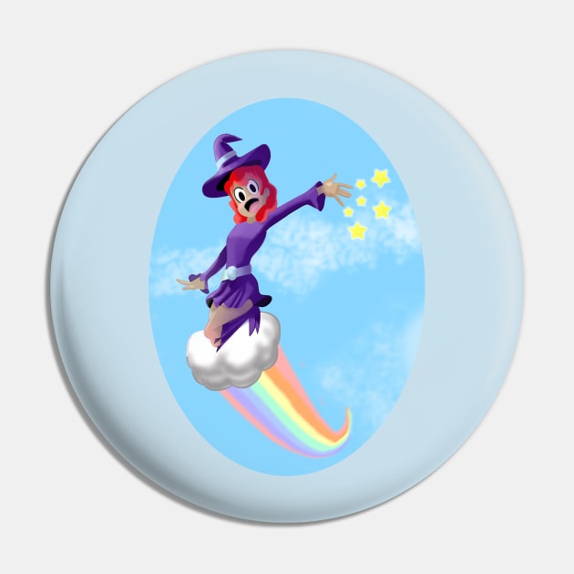 WITCH GIRL ON A CLOUD Pin by droidmonkey