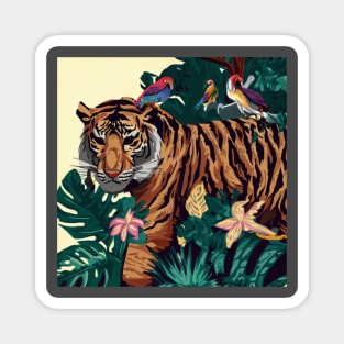 A design inspired by the lush and exotic landscapes of the jungle, featuring animals such as tigers, monkeys, and parrots. Magnet