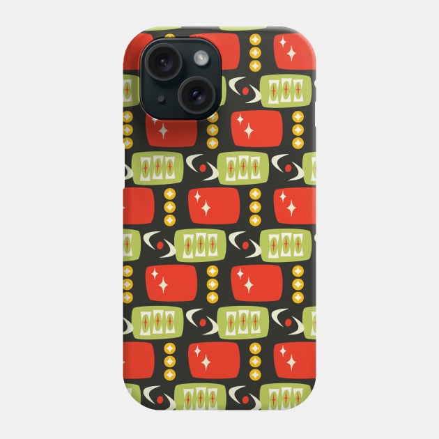 Atomic Age MCM Pattern in Black, Red, Green Phone Case by tramasdesign