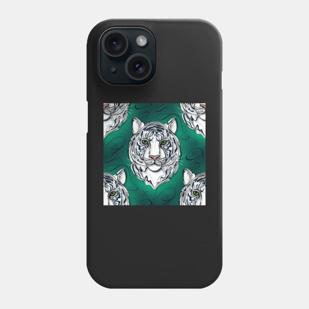 Continuous Line White Tiger Portrait. 2022 New Year Symbol by Chinese Horoscope Phone Case by lissantee