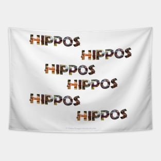 Hippos hippos hippos hippos - wildlife oil painting word art Tapestry