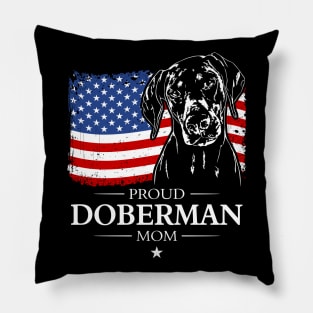 Proud Doberman Mom American Flag patriotic dog Pillow