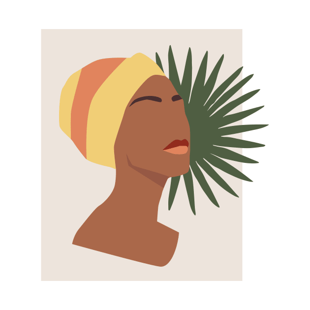 Black Woman Palm Leaf by JunkyDotCom