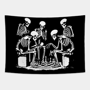 skeletons play chess Tapestry