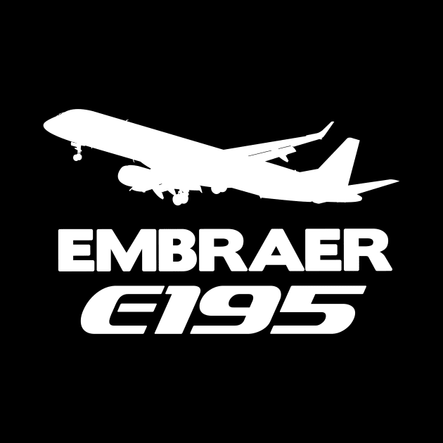 Embraer E195 Silhouette Print (White) by TheArtofFlying