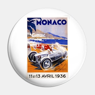 Vintage Monaco Grand Prix Poster 1936 Pin
