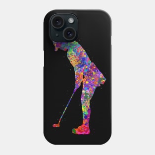 Female golfer watercolor art Phone Case