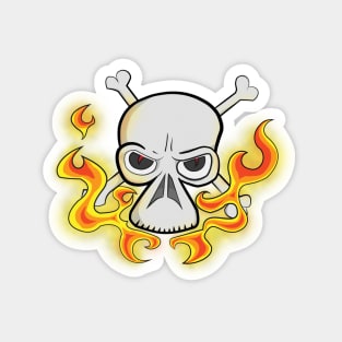 Skull and Fiery Flames Magnet