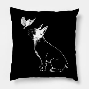 French Bulldog and Bird Pillow