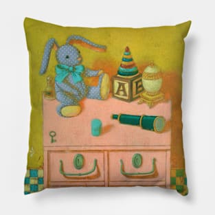 Toy rabbit on the closet by Rumak for kids Pillow