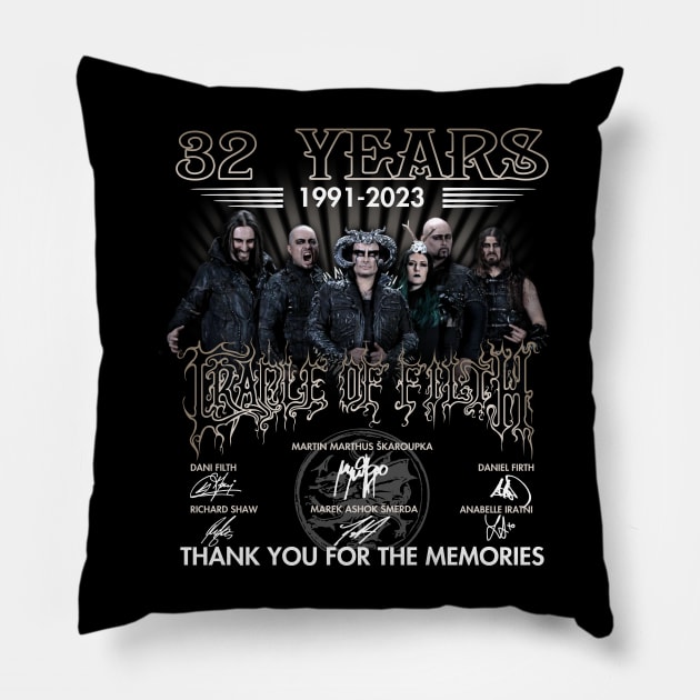 Cradle of Filth 30 years 1991 2021 thank you for the memories signatures Pillow by Visionary Canvas