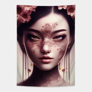 anime flower manga girl Tapestry