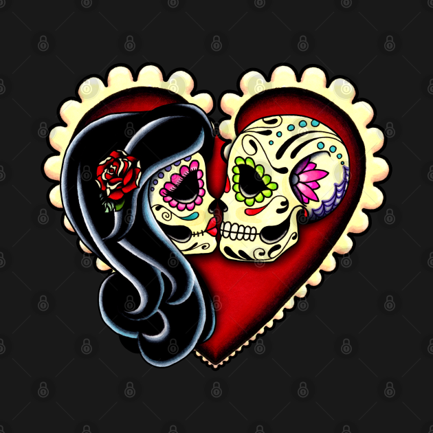 Discover Ashes - Dia de los Muertos Couple - Day of the Dead Sugar Skull Lovers - Day Of The Dead - T-Shirt