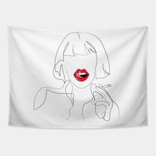 Girl Red Lips Funny Kiss Tapestry