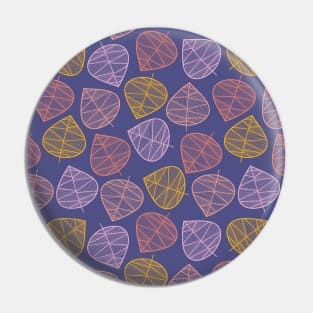 Geometric Leaves Blue Pin