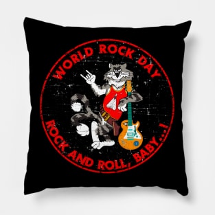 F-14 Tomcat - World Rock Day - Rock and Roll, Baby...! Grunge Style Pillow