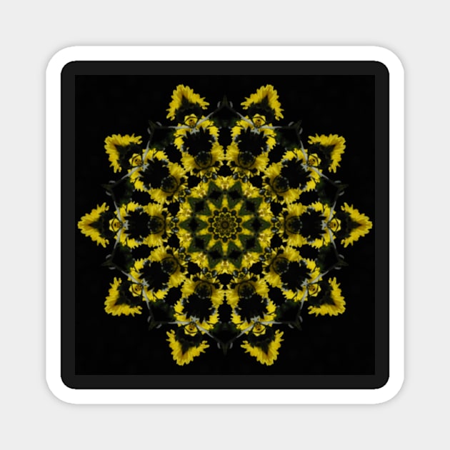 Yellow Chrysanthemum Light and Shadow Kaleidoscope pattern (Seamless) 22 Magnet by Swabcraft