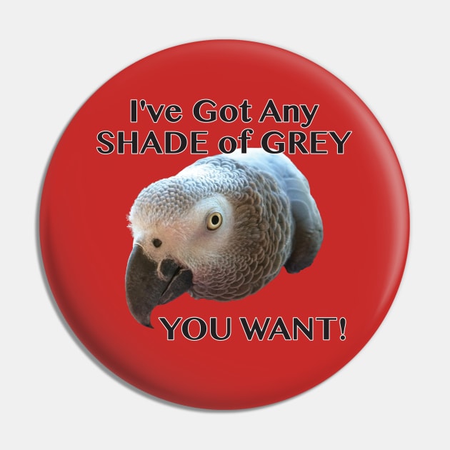 Any Shade of Grey - African Grey Parrot Pin by Einstein Parrot