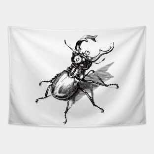 Dramabite Vintage stag beetle illustration Tapestry