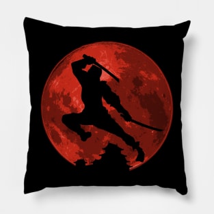 Ninja Moon Red Pillow