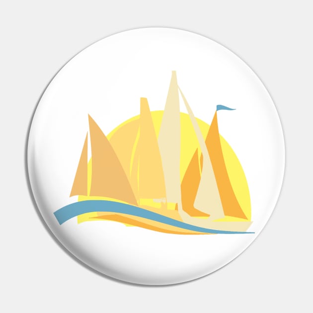 Sailing Regatta Abstract Boats Pin by Sailfaster Designs