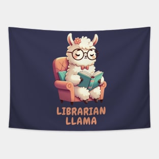 Librarian llama Reading A Book | Adorable Llama Bookworm | Cozy Reading Moments Tapestry