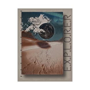 Explore travel exploring traveling surrealism moon planet desert aesthetic journaling voyage T-Shirt