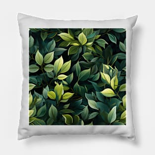 Green Leaves Pattern 11 Pillow