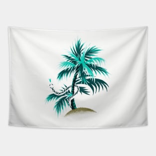 Snake Palms - Light Teal/Mustard Tapestry