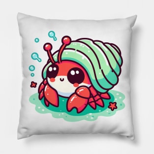 cute hermit crab cartoon Pillow