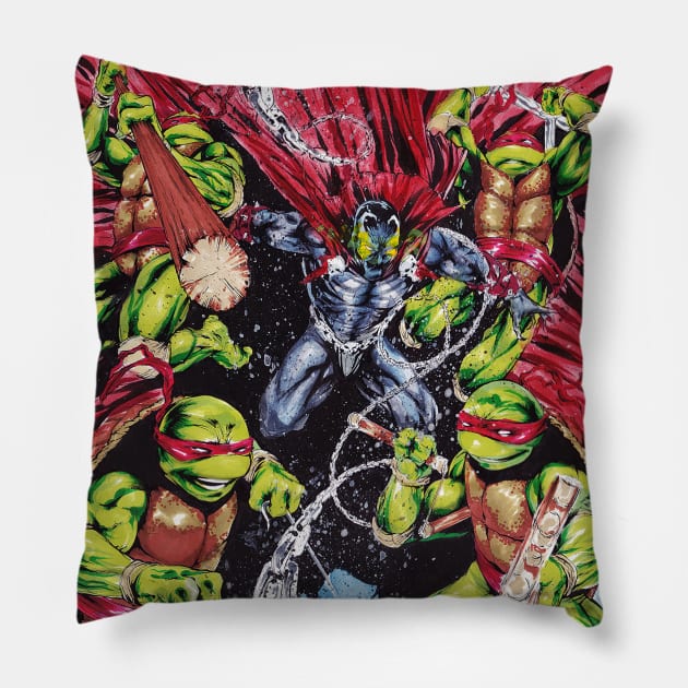 Spawn and TMNT Team-Up Pillow by ArtofBREED